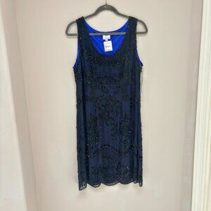 Patra Beaded Embellished Mini Dress Black Navy NWT Size 8